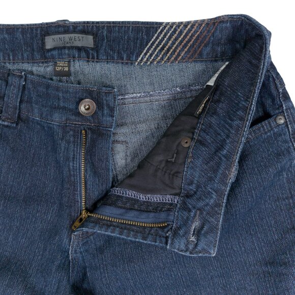 Nine West Pants Womens Sz 12 Petite Bootcut Jeans Mid Rise Dark Wash - Picture 4 of 7